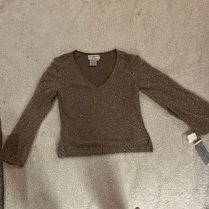 Beaded Adrianna Papell Long Sleeve Blouse